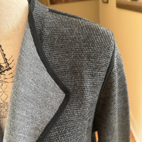 Talbots Long Open Front Merino Wool Cardigan Charcoal Gray Size Large - Picture 3 of 10